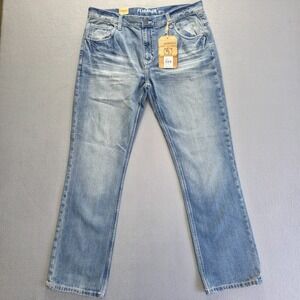 Flypaper Men's Straight Leg Denim Blue Light Wash Jeans Size 38x32 NWT